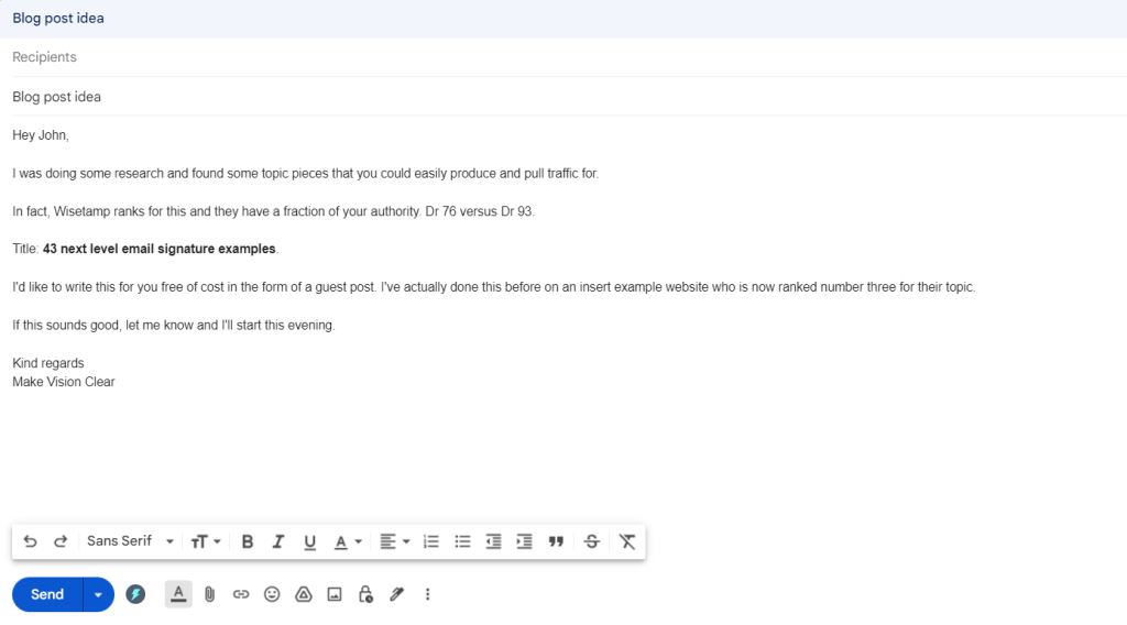 Guest Post Email Template