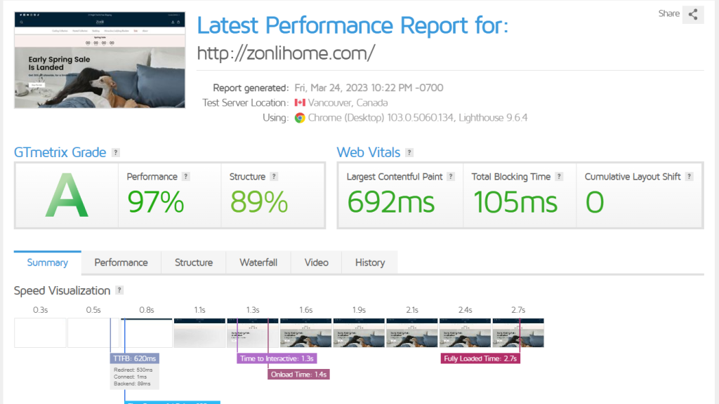 Website speed performance