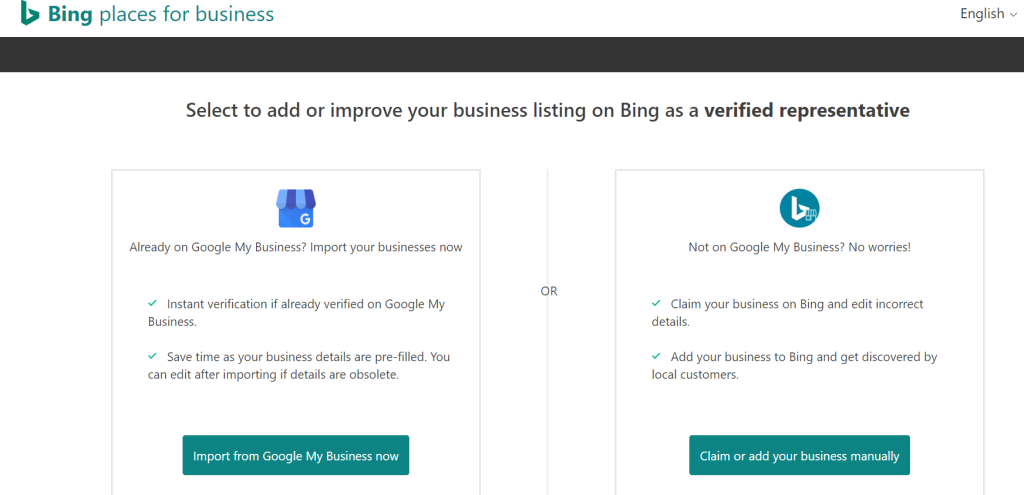 List your website on Bing place